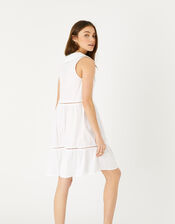 Collared Mini Dress, White (WHITE), large