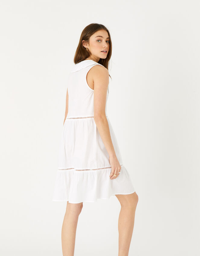 Collared Mini Dress, White (WHITE), large