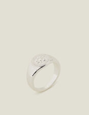 Sterling Silver-Plated Filigree Signet Ring, Silver (ST SILVER), large