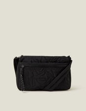 Floral Quilted Camera Bag, Black (BLACK), large