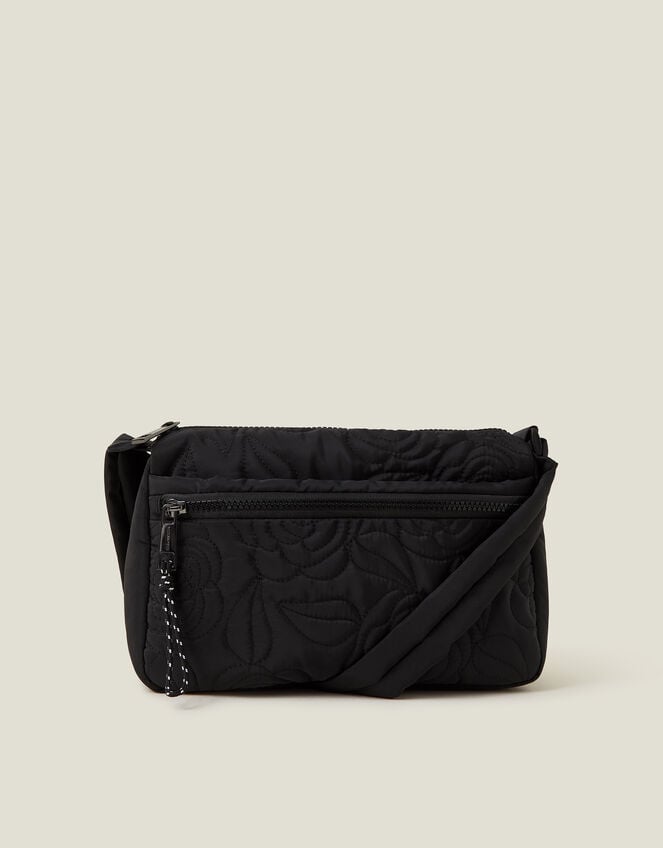 Floral Quilted Camera Bag, Black (BLACK), large