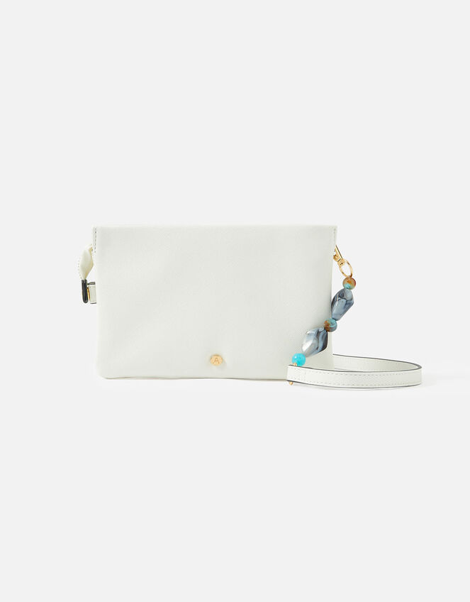 Beaded Strap Cross-Body Bag, White (WHITE), large