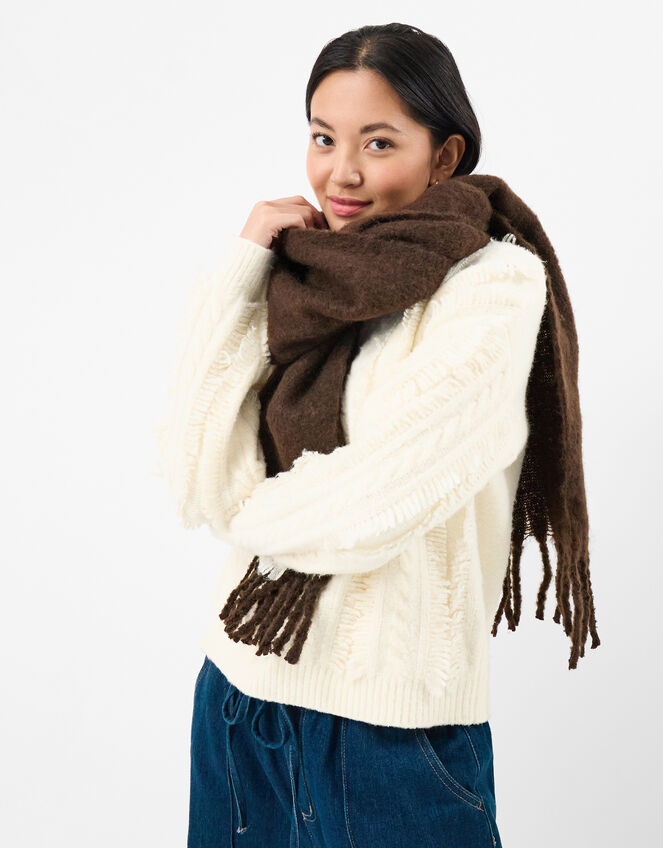 Super Soft Plain Scarf, Brown (CHOCOLATE), large