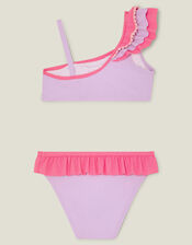 Girls Pom-Pom Frill Bikini Set, BRIGHTS MULTI, large