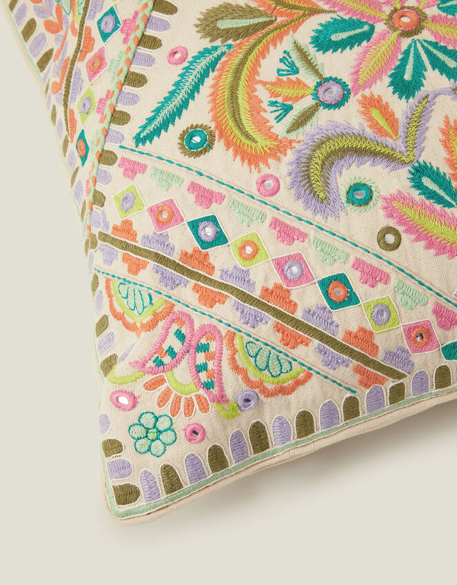 Mirror Embroidered Square Cushion, , large