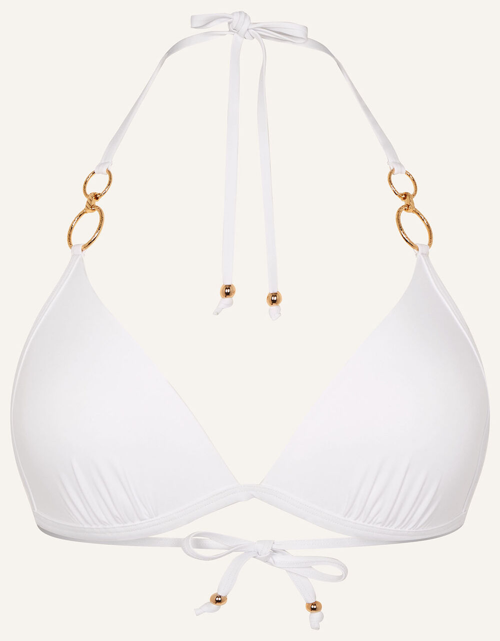 Plunge Trim Moulded Bikini Top White Bikini tops Accessorize Global
