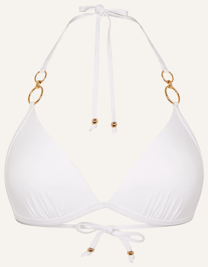 Plunge Trim Moulded Bikini Top, White (WHITE), large