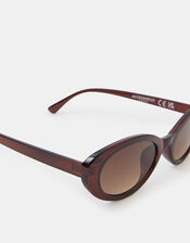 Oval Resin Sunglasses, Brown (BROWN), large