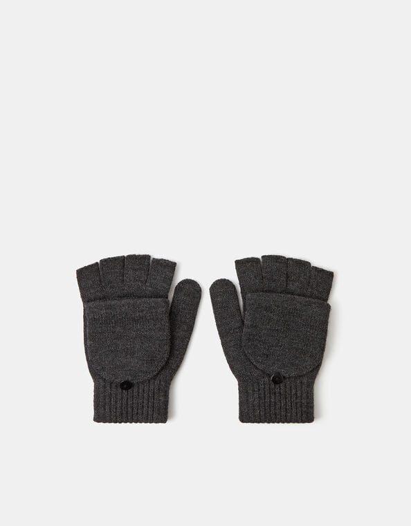 Plain Capped Gloves, Grey (GREY), large