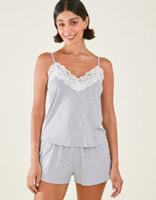 Lace Trim Short Pyjamas Set, Grey (GREY), large
