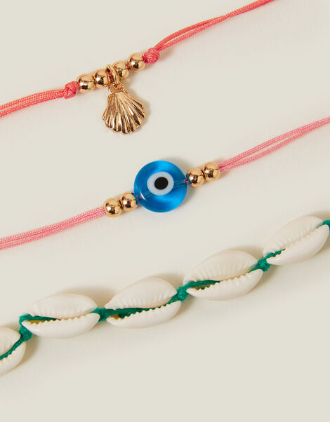 3-Pack Shell Cord Anklets, , large