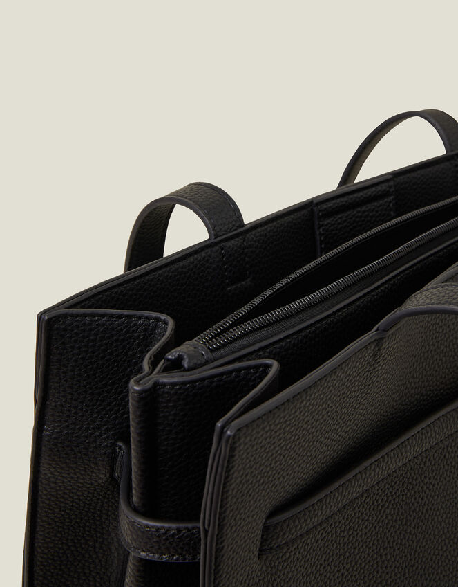 Metal Twist Lock Tote Bag, Black (BLACK), large