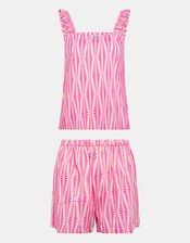 Ikat Frill Short Pyjamas Set, Pink (PINK), large