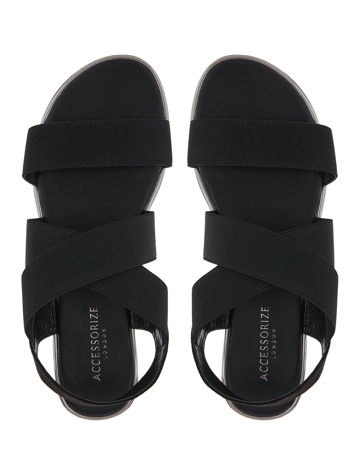 Black elastic strappy sandals store