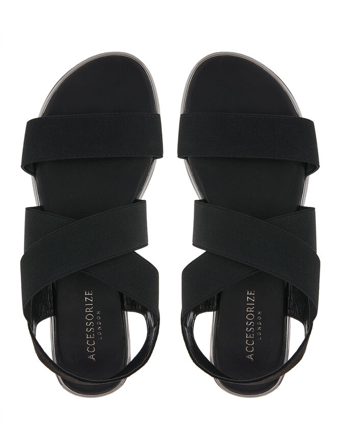Elasticated Strap Sandals, Black (BLACK), large