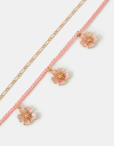 2-Pack Flower Charm Anklets, , large