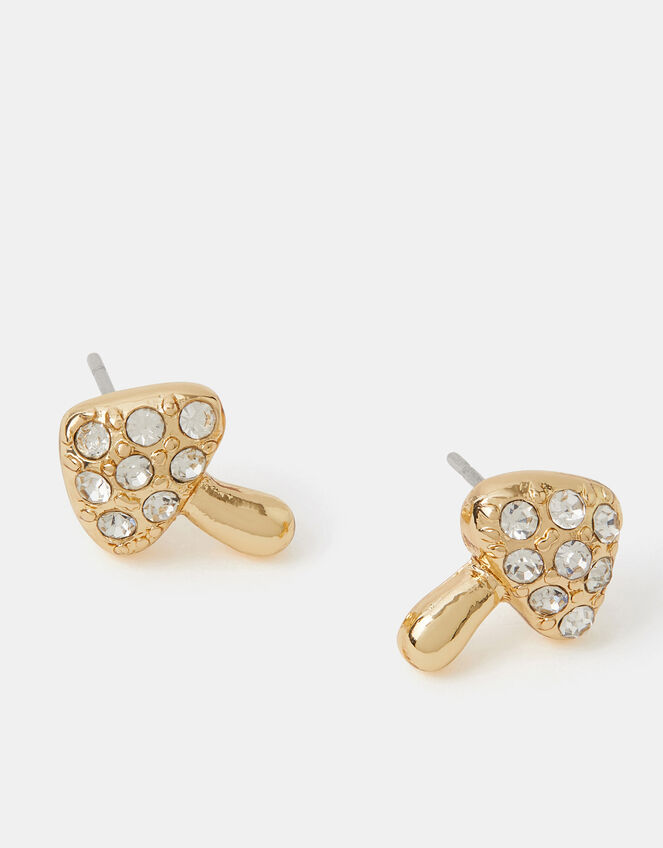 Diamanté Mushroom Stud Earrings, , large