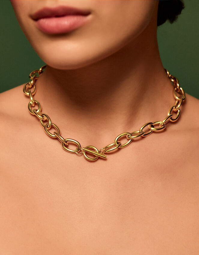 Stainless Steel Chunky T-Bar Necklace, , large