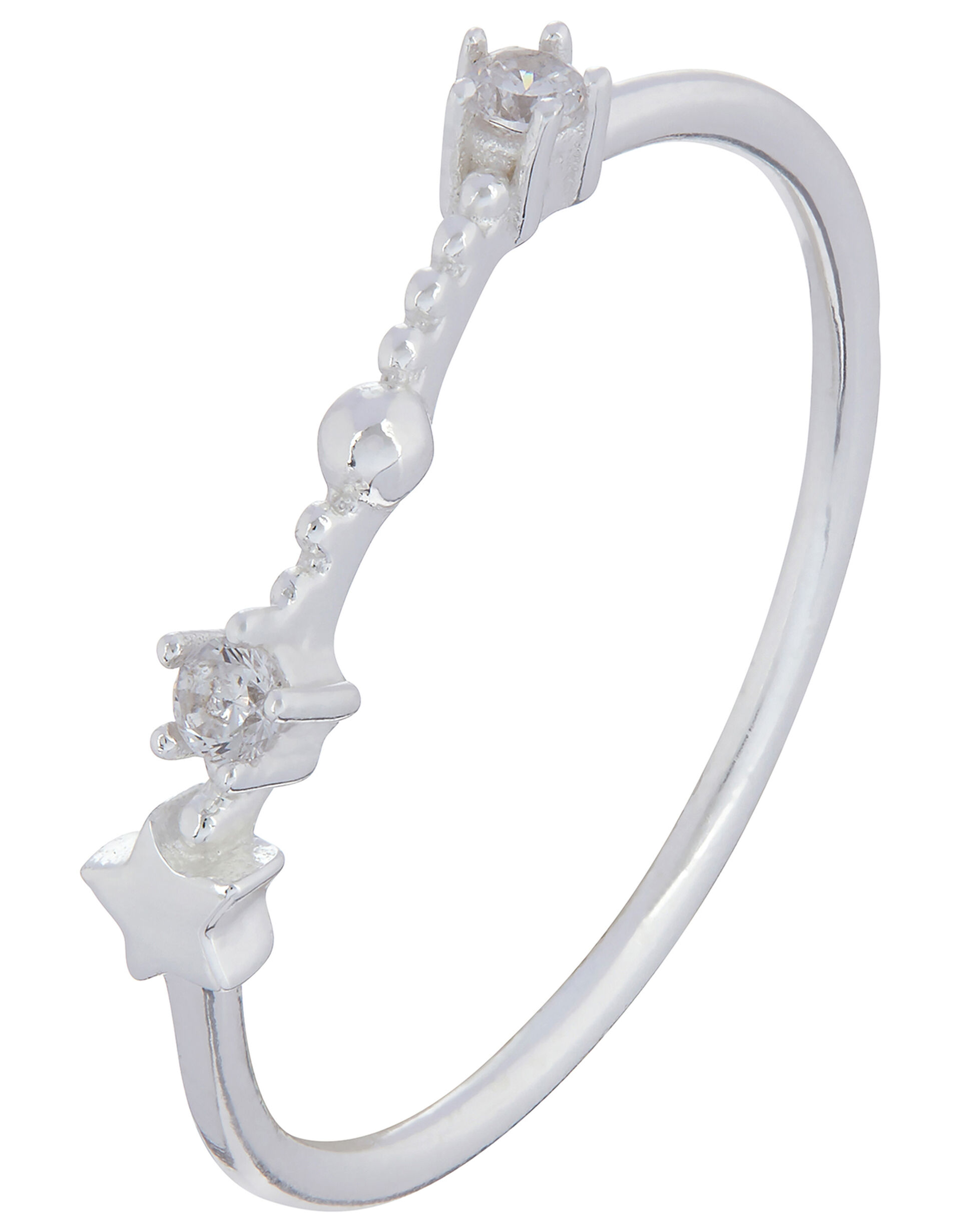 Sterling Silver Constellation Ring - Aquarius, White (ST CRYSTAL), large