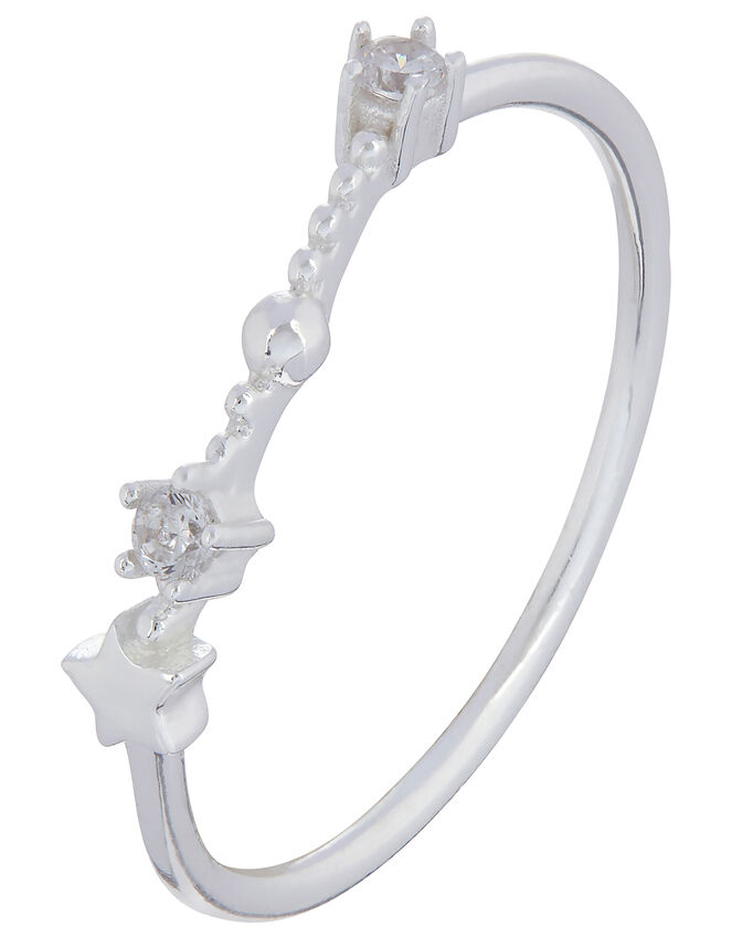 Sterling Silver Constellation Ring - Aquarius, White (ST CRYSTAL), large