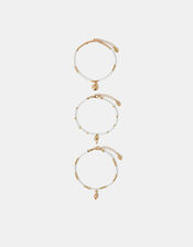 3-Pack Beaded Summer Charm Anklets, , large