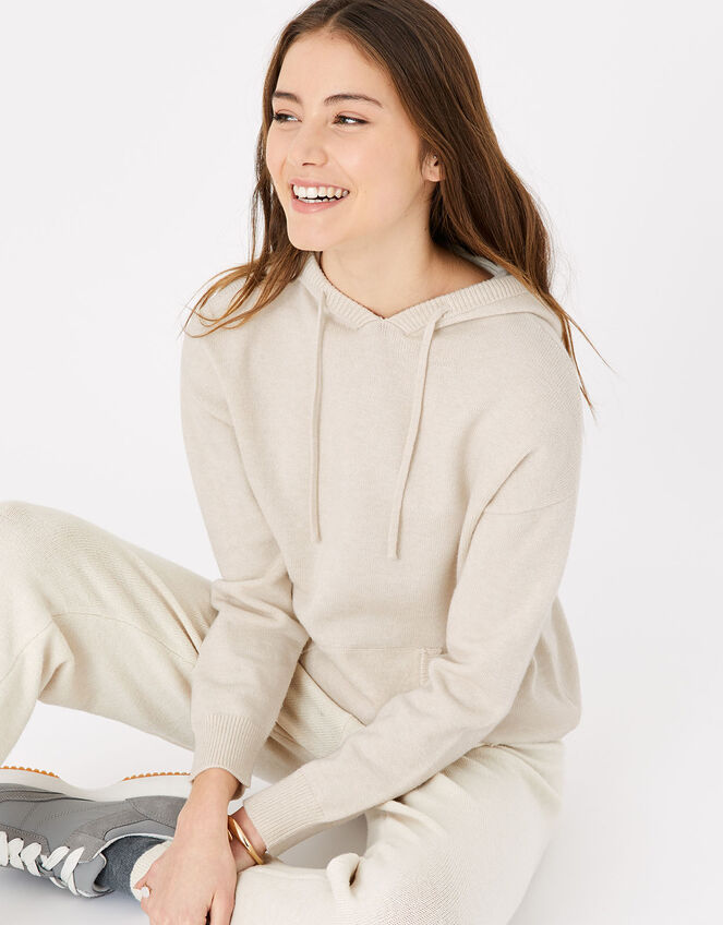 Knit Longline Lounge Hoody, Brown (TAUPE), large