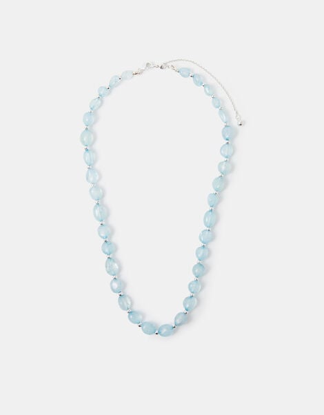 Sterling Silver-Plated Aquamarine Necklace, , large