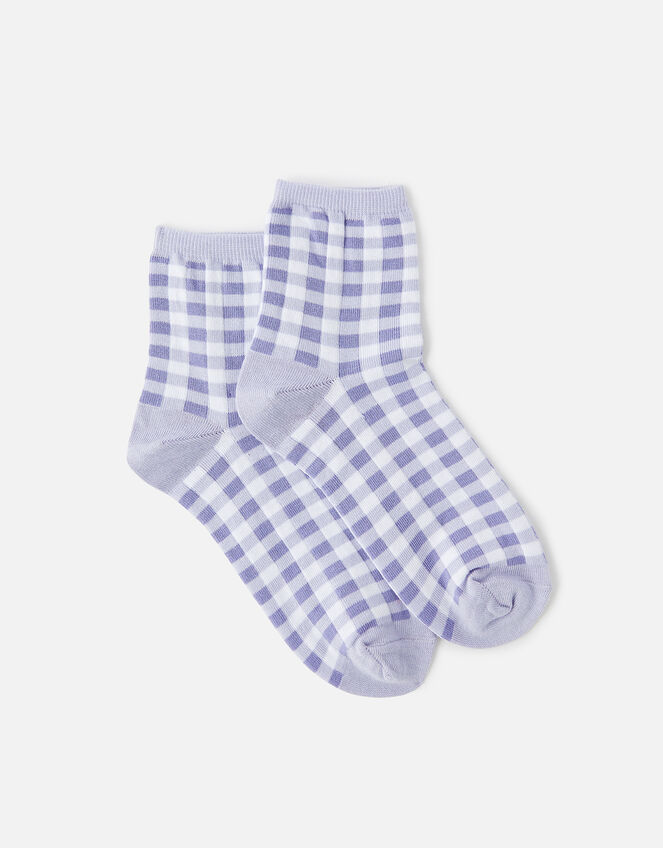 Gingham Ankle Socks, , large