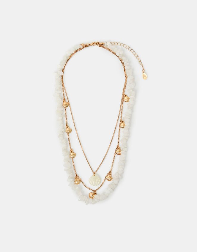 Layered Shell Charm Necklace, , large