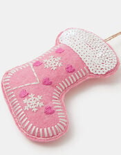 Embroidered Stocking Felt Christmas Tree Decoration, , large