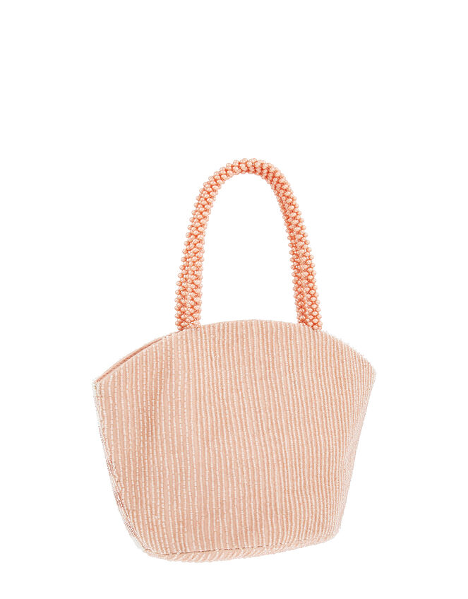 Gingham Beaded Bucket Bag, , large