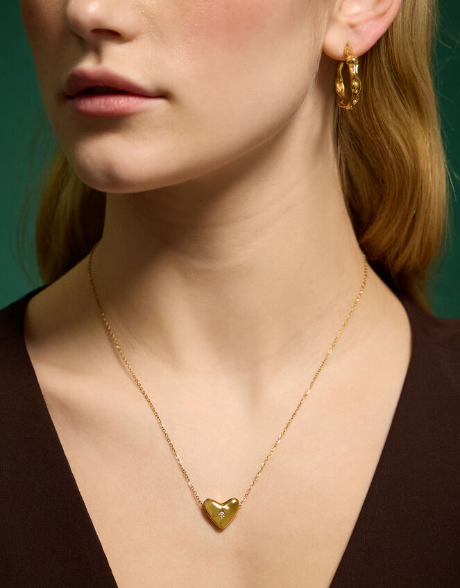 Stainless Steel Molten Heart Pendant Necklace, , large