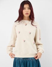 Floral Embroidered Jumper, Ivory (IVORY), large