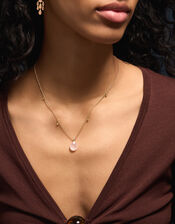 14ct Gold-Plated Rose Quartz Pendant Necklace, , large