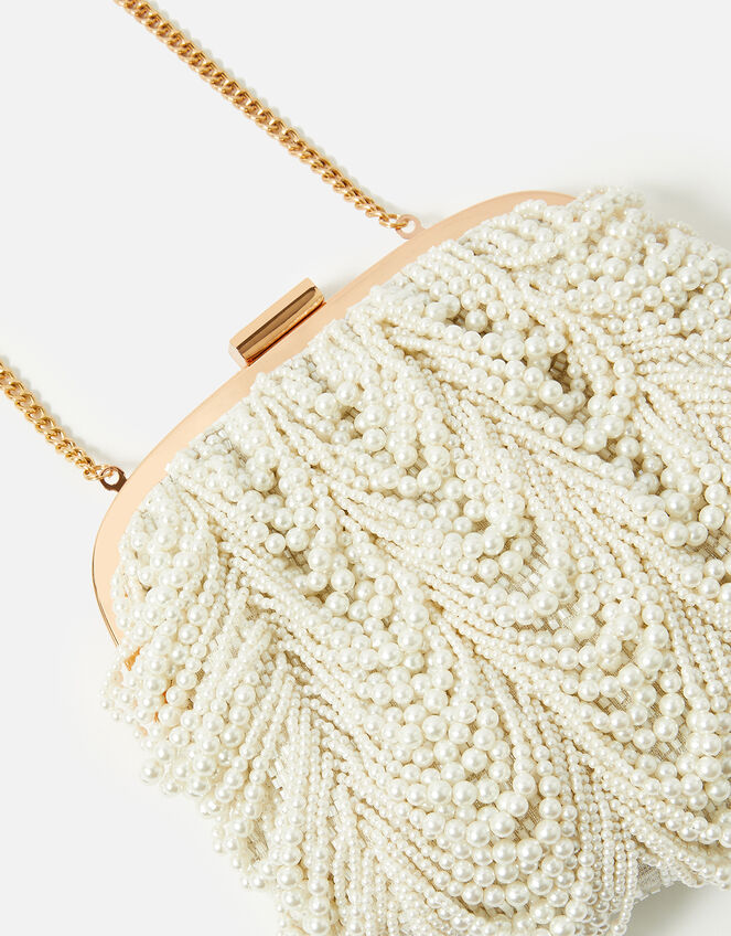 Pearl Fringe Clutch Bag, , large