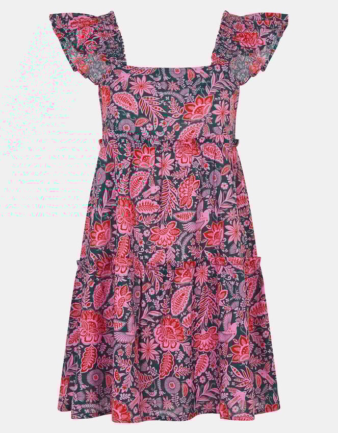 Floral Frill Tiered Mini Dress, Multi (BRIGHTS MULTI), large