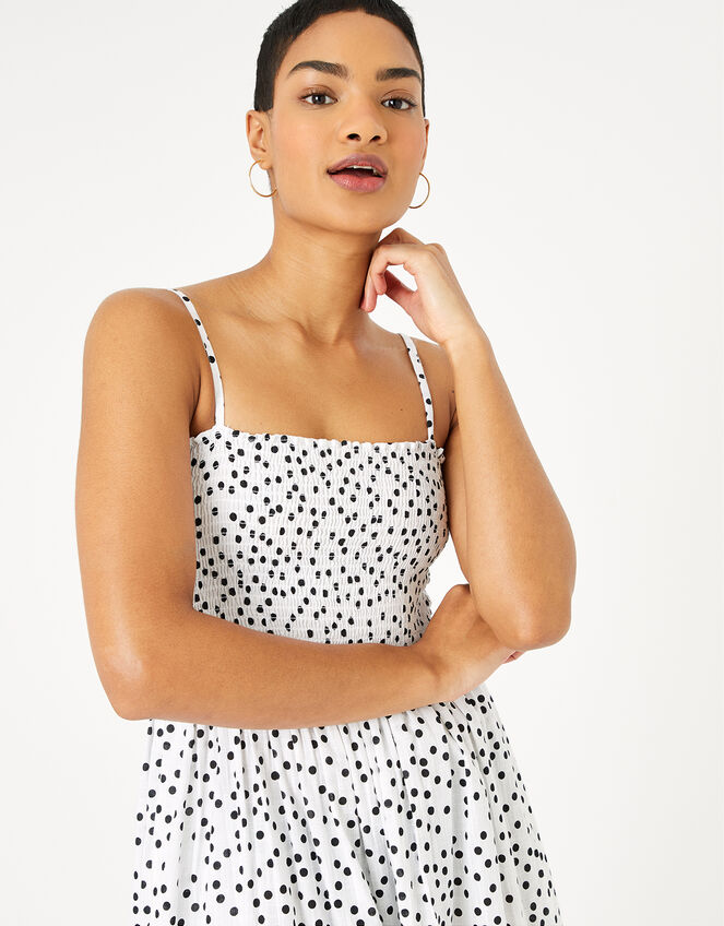 Spotty Maxi Bandeau Dress in Organic Cotton , Black (BLACK WHITE), large