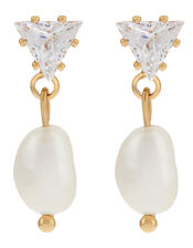 Pearl and Gem Drop Earrings, , large