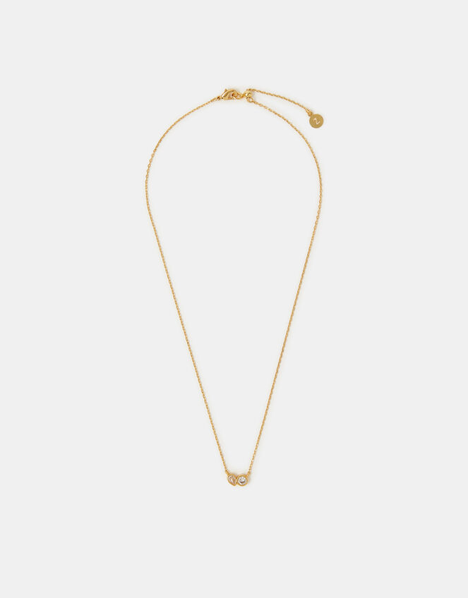 14ct Gold-Plated Mix Diamante Necklace, , large