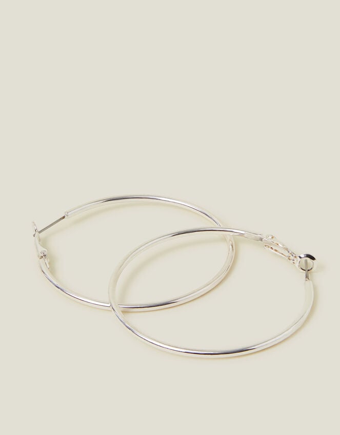 Medium Simple Hoops, Silver (SILVER), large