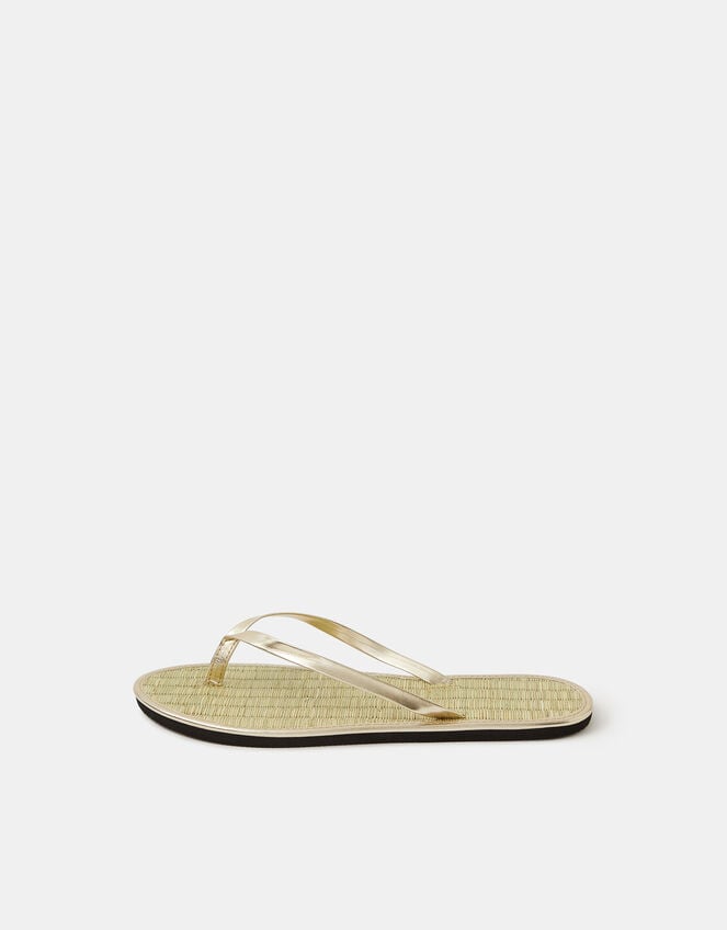 Plain Seagrass Flip Flops, Gold (GOLD), large