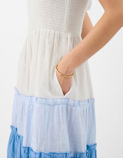 Colour Block Frill Maxi Dress, Blue (BLUE), large