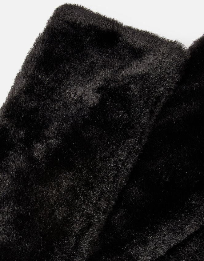 Faux Fur Stole Scarf, Black (BLACK), large