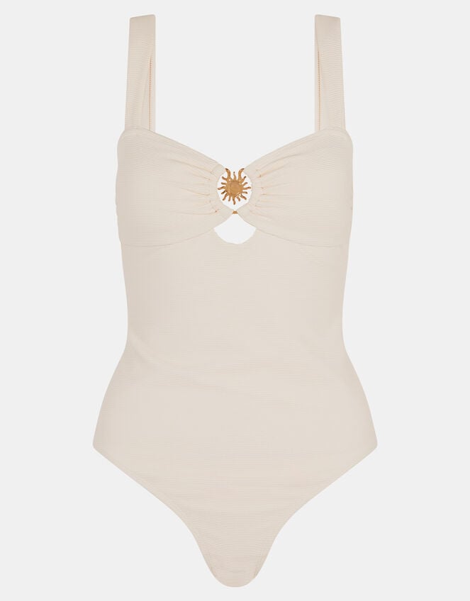 Sun Buckle Shaping Swimsuit, Ivory (IVORY), large