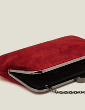 Suedette Clip Frame Clutch Bag, , large