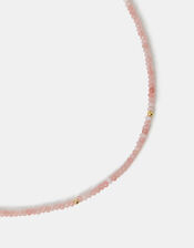 14ct Gold-Plated Rose Quartz Beaded Necklace, , large