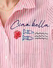 Ciao Bella Embroidered Stripe Shirt, Pink (PINK), large