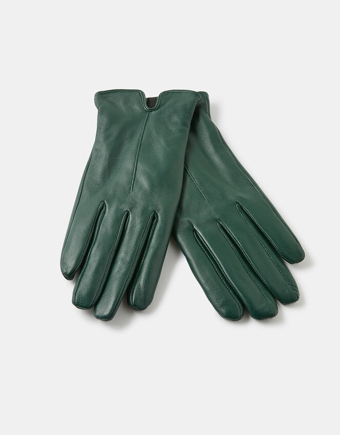 Luxe Leather Gloves, Green (GREEN), large