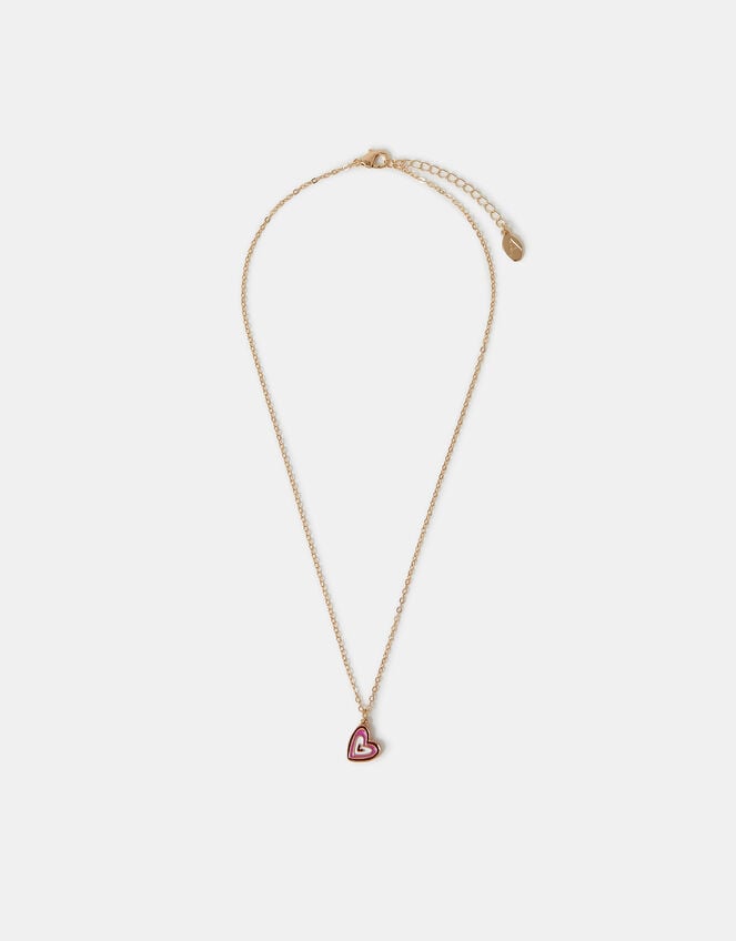 Enamel Heart Pendant Necklace, , large