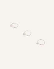 Fine Gem Stacking Rings Set of Three, Silver (SILVER), large